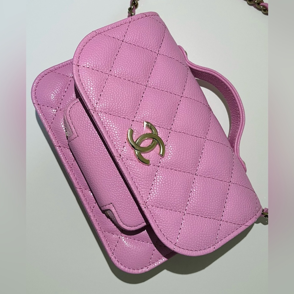 ♥️SOLD♥️ Chanel 23P Lilac Pink Caviar Business Affinity Chain Clutch Mini NWT - Picture 12 of 15